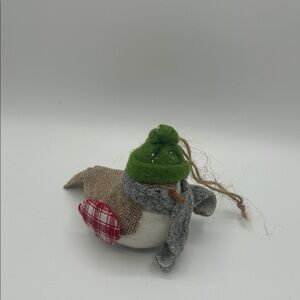 Hallmark Fabric Bird Ornament in Green, Gray, Red, Brown